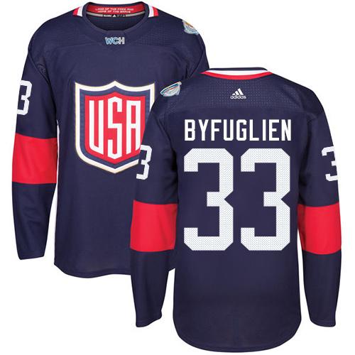 Team USA #33 Dustin Byfuglien Navy Blue 2016 World Cup Stitched Youth NHL Jersey